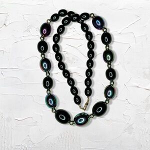 22A. Black and Purple Beaded Necklace